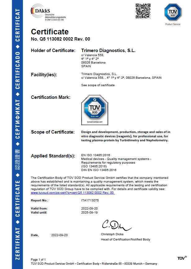 Certificado EN ISO 13485